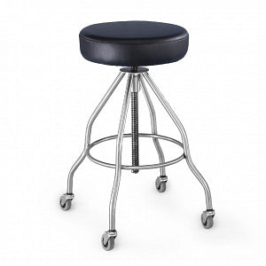 Blickman Passaic Stainless Steel Stools - Stainless Steel Exam Stool with Casters, Screw Shaft, 14" Seat - 1027714001