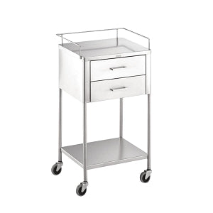 Blickman Health Ind Inc Stainless Steel Utility Tables - Utility Table, Stainless Steel, 2 Drawers, Shelf, 20" x 16" x 34" - 0227754000