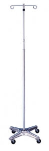 Blickman Health Ind Inc Stainless Steel IV Pole with Ram's Hook - IV Stand, 2-Ram Hooks, 1-Hand Height - 0518889000