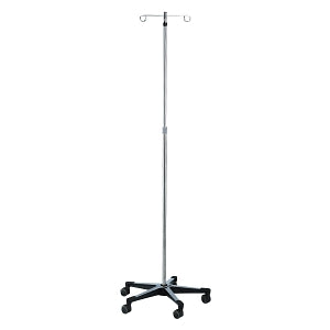 Blickman Health Aluminum Five Leg IV Pole - IV Pole, 5 Leg, 2 Hook, MR Conditional Swivel Casters - 7792MR-C