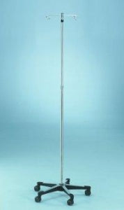 Blickman Health Aluminum Five Leg IV Pole - IV Pole, 5 Leg, 2 Hook, Twist Lock - 0537792000