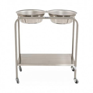 Blickman Double Basin Solution Stands - Snyder Double Basin Solution Stand with H-Brace, Stainless Steel, 8.5 Quart - 727808100