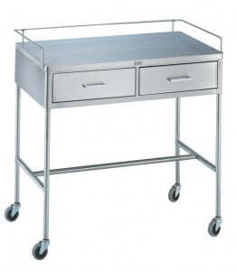 Blickman Health Ind Inc Stainless Steel Utility Tables - Utility Table, Stainless Steel, 2 Drawers, H-Bracket, 36" x 2" x 34" - 0317856000