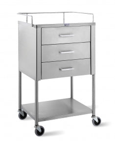 Blickman Health Ind Inc Stainless Steel Utility Tables - Utility Table, Stainless Steel, 3 Drawers, Shelf, 20" x 16" x 34" - 0237857000