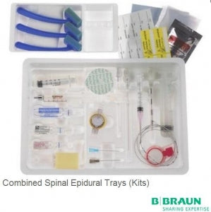 B Braun ESPOCAN Combined Spinal Epidural Trays - Spinal Epidural Tray, Tuohy, Winged, 18G x 3.5" - 333192