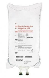 B Braun Medical Sterile Water for Irrigation - Sterile Water Irrigation Bag, USP, 3 L - R8006