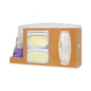 Bowman Manufacturing Company, Inc. Respiratory Hygiene Stations - Respiratory Hygiene Station, Holds 2 Boxes of Face Masks, 1-2 Boxes of Facial Tissues and 1 Hand Sanitizer Bottle or Hand Sanitizing Wipe Canister, Maple Faux Wood ABS Plastic - RS001-0223