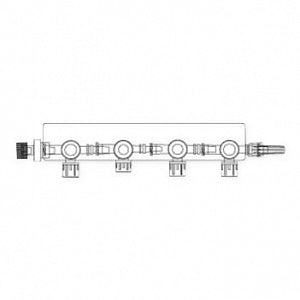 ICU Medical 4-Gang 1o2 Manifold - 4-Gang 1o2 Manifold with Inline Check Valve and Backplate - 12630-01