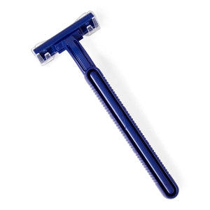 Medline Twin-Blade Disposable Facial Razors with Lubrication Strip - Disposable Facial Razors with Twin Blades and Lubrication Strip, Blue - BRN1323