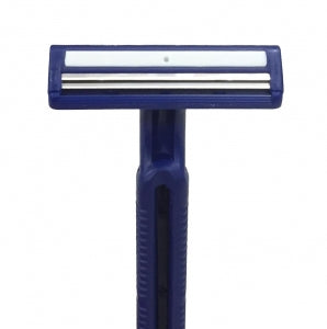 Medline Twin-Blade Disposable Facial Razors with Lubrication Strip - Disposable Facial Razors with Twin Blades and Lubrication Strip, Blue - BRN1323