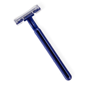 Medline Twin-Blade Disposable Facial Razors with Lubrication Strip - Disposable Facial Razors with Twin Blades and Lubrication Strip, Blue - BRN1323