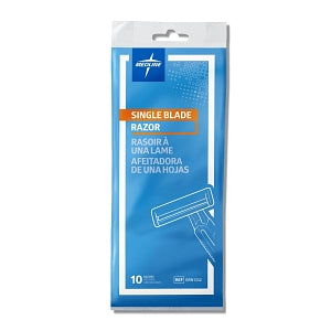 Medline Single Blade Facial Razors - Disposable Facial Razors with Single Blade, Blue - BRN1332