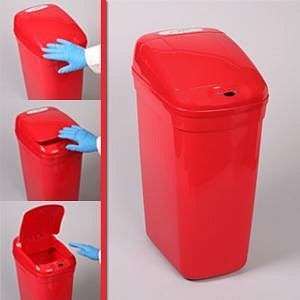 Bel-Art Products Bel-Art Touchless Waste Cans - Bel-Art Touch Free 7.3 Gal. Automatic Waste Can with Red Lid - F13202-0022