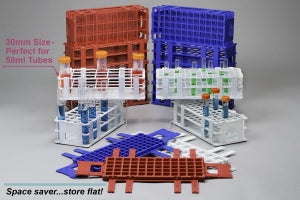 Bel-Art Products No-Wire Test Tube Racks - Bel-Art No-Wire Test Tube Rack for 13 to 16 mm Tubes, 60 Places, Blue - F18747-0001