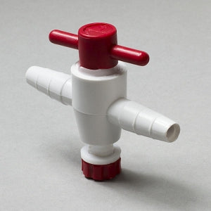 Bel-Art PP & PTFE Stopcocks - Two-Way Stopcock for 1/4" to 3/8" Tubing, 4 mm Bore, PTFE - F30891-0000