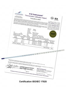 Bel-Art Durac Plus Precision ASTM Calibrated Thermometer - H-B DURAC Plus ASTM S62° F-03 Individually Calibrated Liquid-In-Glass Thermometer, 18/89° F, Organic Liquid Fill - B60780-0300