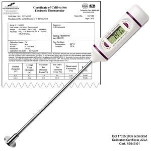 Bel-Art DURAC Electronic Surface-Temperature Thermometers - H-B DURAC Calibrated Electronic Stainless Steel Stem Thermometer, -50/200° C (-58/392° F), 120 mm (4.7" Flat Surface Probe - B60900-2200