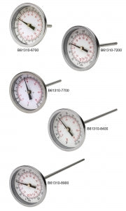 Bel-Art DURAC 1/2" NPT Dial Thermometers - H-B DURAC Bi-Metallic Dial Thermometer, -20 to 120° C (0 to 250° F), 1/2" NPT Threaded Connection, 75 mm Dial - B61310-6700