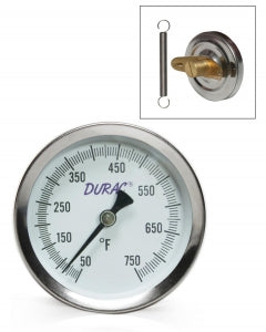 Bel-Art H-B Durac Bimetallic Surface Temperature Thermometers - 64 mm Diameter Spring Mount Bi-Metal Thermometer, 50° to 750°F - B61320-1600