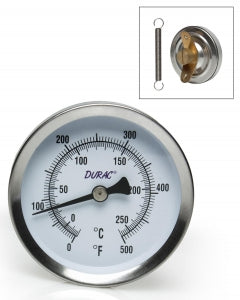 Bel-Art H-B Durac Bimetallic Surface Temperature Thermometers - 50 mm Diameter Spring Mount Bi-Metal Surface Thermometer, 0° to 500°F - B61320-2900