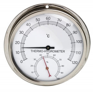 Bel-Art DURAC Thermometer-Hygrometer - H-B DURAC Thermometer-Hygrometer, 0/120° C, 0/100% Humidity Range, Stainless Steel - B61505-0000