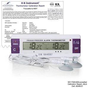 Bel-Art DURAC Dual-Zone Electronic Thermometer with Sensor - H-B DURAC Calibrated Dual-Zone Electronic Thermometer with Waterproof Sensors, -40/70° C (-40/158° F) External, -40/70° C (-40/158° F) External, 0° C and 22° C Zone Calibrations - B60209-0300