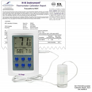 Bel-Art Frio-Temp Electronic Verification Thermometers - H-B Frio Temp Calibrated Dual-Zone Electronic Verification Thermometer, -50/70° C (-58/158° F) and 0/50° C (32/122° F), 22° C Calibration - B60210-0800