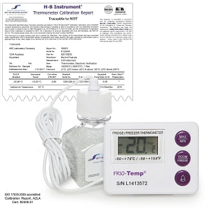 Bel-Art Frio-Temp Electronic Verification Thermometers - H-B Frio Temp Calibrated Dual-Zone Electronic Verification Thermometer, -50/70° C (-58/158° F and -10/50° C (14/122° F), Refrigerator Calibration - B60210-1000