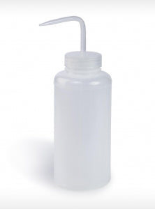 Bel-Art Wide-Mouth LDPE Color-Coded Wash Bottles - Bel-Art Wide-Mouth 1000 mL (32 oz.) Polyethylene Wash Bottles, Natural Polypropylene Cap, 53 mm Closure, Pack of 3 - F11620-1000