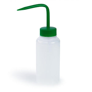 Bel-Art Wide-Mouth LDPE Color-Coded Wash Bottles - Bel-Art Wide-Mouth 250 mL (8 oz.) Polyethylene Wash Bottles, Green Polypropylene Cap, 38 mm Closure, Pack of 6 - F11628-0250