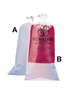 Bel-Art Printed Biohazard Disposal Bags - Clear Biohazard Disposal Bags with Warning Label, 1.5 mil Thick, 10 to 12 Gal. Capacity, Polypropylene, Pack of 100 - F13161-0009