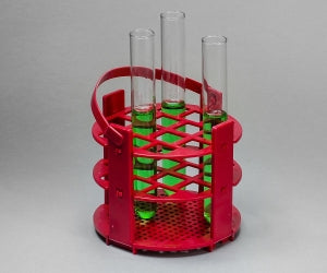 Bel-Art Products No-Wire Round Racks - Bel-Art No-Wire Round Test Tube Rack for 13 to 16 mm Tubes, 14 Places, Red - F18743-1016