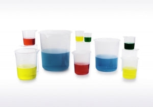 Bel-Art Graduated Griffin Low-Form Beakers - Bel-Art Graduated Griffin Low-Form 100 mL Beakers, Polypropylene, 25-mL Graduation, Pack of 12 - F26211-0000