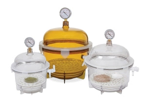 Bel-Art Lab Companion Round Vacuum Desiccator - Lab Companion Amber Polycarbonate Round Style Vacuum Desiccator, 10 L - F42400-2141