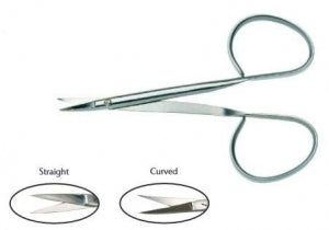 BR Surgical Iris Scissors - Iris Scissors, 4-1/8", Curved, Sharp, 22 mm, Ribbon - BR08-32710