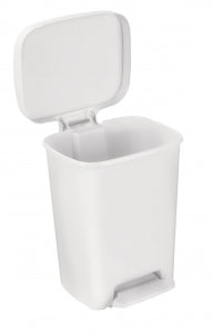 Brewer Plastic Waste Containers - CAN, WASTE, STEP-ON, PLASTIC, RCT, 32QT, WHITE - 25269