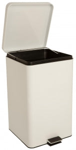 Brewer Steel Waste Containers - Step-On Steel Square Waste Can, 32 qt., White - 35266