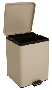 Brewer Steel Waste Containers - Step-On Steel Square Waste Can, 20 qt., Beige - 35271