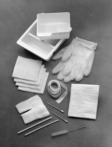 Cardinal Health Trach Care Kits - Tracheostomy Care Tray with Sterile Vinyl Exam Gloves - 11-1100