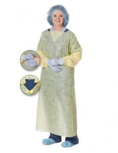 Cardinal Health SMS Isolation Gowns - Over-the-Head SMS Isolation Gown with Thumb Loops, Lightweight, Yellow, Size XL - 2111PG