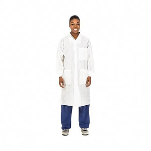 Cardinal Health Fluid Resistant Lab Coats - Fluid Resistant Lab Coat, White, Size L - 2302LC