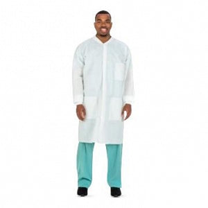 Cardinal Health Fluid Resistant Lab Coats - SMS Lab Coat, White, Knit Collar, Size 3XL - 2315LC