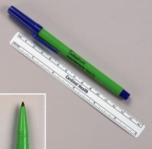 Cardinal Health Surgical Skin Markers - Skin Marker with 6" Ruler, Regular Tip, Green Barrel - 250GPR