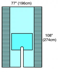 Cardinal Health Split Sheets - Convertors Tiburon Fenestrated Polyester Split Drape Sheet with Iso-Bac, without Adhesive, 77" x 108"; Split, 37" x 2-1/2"; Absorbent Reinforcement, 28" x 38", Sterile - 29431