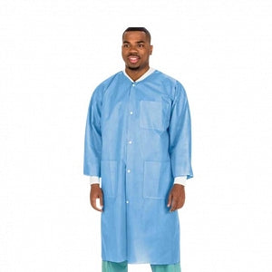 Cardinal Premium Knee-Length Lab Coat - Knee-Length Disposable Lab Coat with Knit Collar, Ceil Blue, Size 4XL - C3660CB4XL