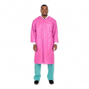 Cardinal Premium Knee-Length Lab Coat - Knee-Length Disposable Lab Coat with Knit Collar, Raspberry, Size 3XL - C3660RB3XL