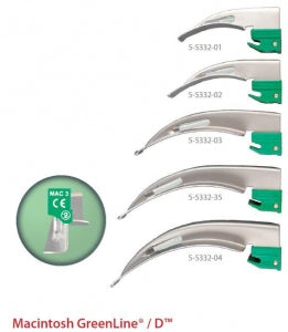 SunMed MAC Greenline / D Disposable F / O Blades - MAC GreenLine Disposable Blade, Laryngoscope, Size 3 - 5-5332-03