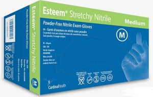 Cardinal Health Esteem Stretchy Nitrile III Exam Gloves - 9.5" Esteem Stretch Nitrile Exam Gloves, 4.5 Mil, Teal Blue, Size M - 8856NMB