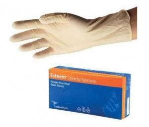 Cardinal Health Powder-Free Vinyl Stretch Exam Gloves - Esteem Synthetic Stretch Exam Glove, Cream, Size S - 8881DOTP