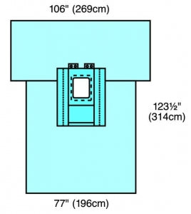 Cardinal Health Laparoscopic Cholecystectomy Drapes - Fenestrated Laparoscopic Cholecystectomy Drape with Pouches, 106" x 122" - 9428